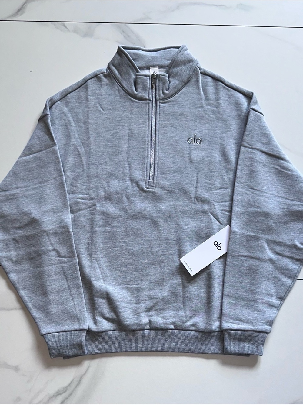 Alo Yoga Accolade 1/4 Zip Pullover Sweatshirt Athletic Heather Grey NWT Size XS
